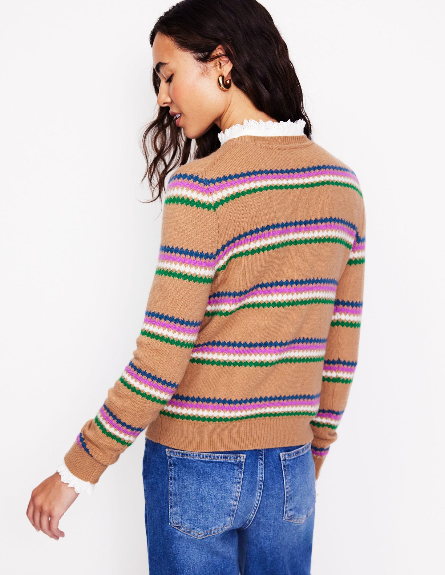 Edie Fair Isle Sweater-Camel Diamond