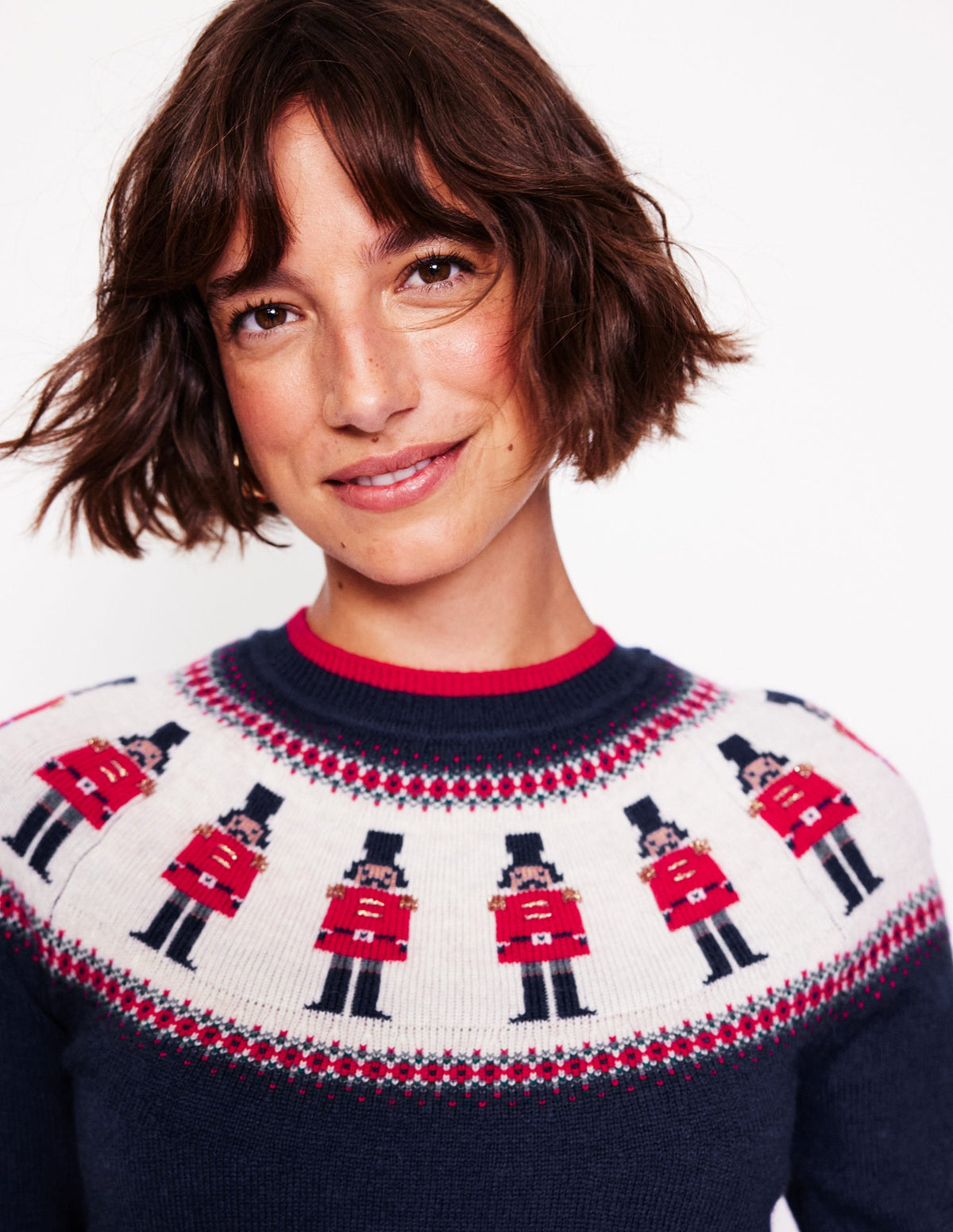 Edie Fair Isle Sweater-Navy, Soldiers - Image 1