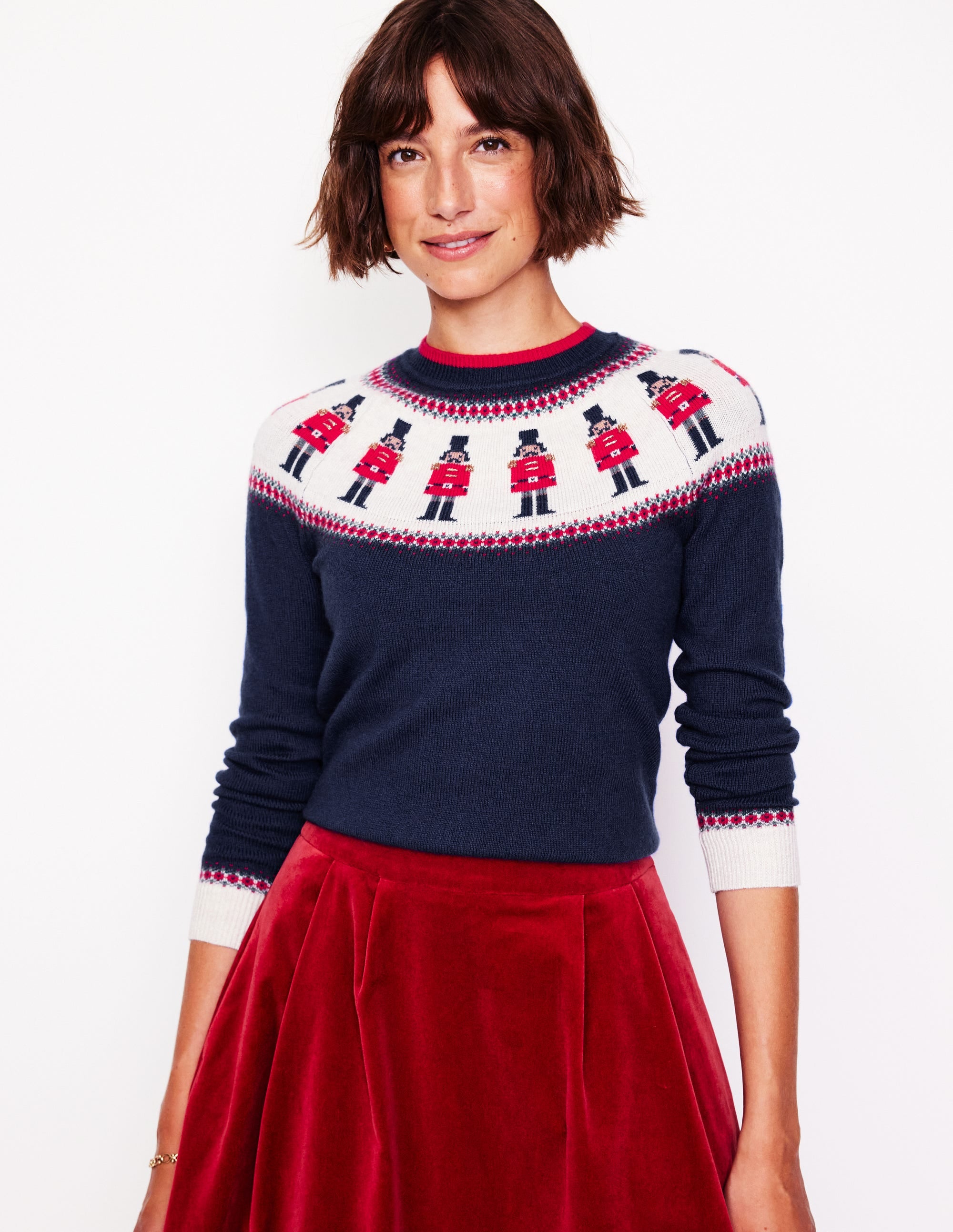 Edie Fair Isle Sweater-Navy, Soldiers - Image 2