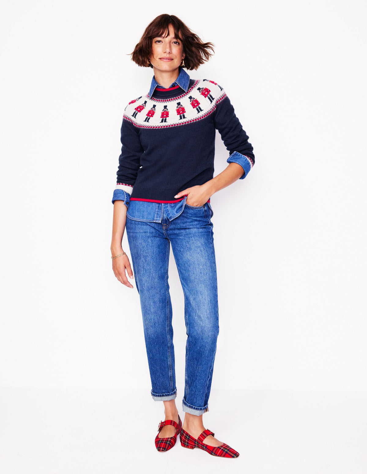 Edie Fair Isle Sweater-Navy, Soldiers - Image 6