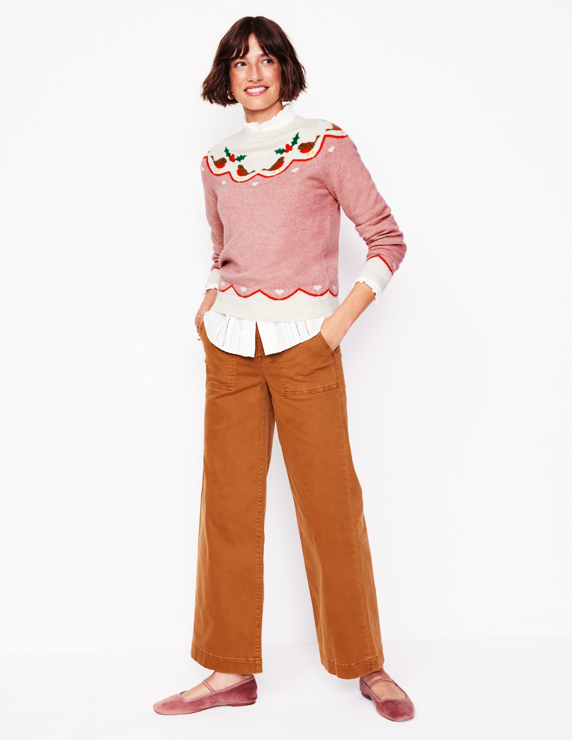 Edie Fair Isle Sweater-Quartz Pink, Robins - Image 4