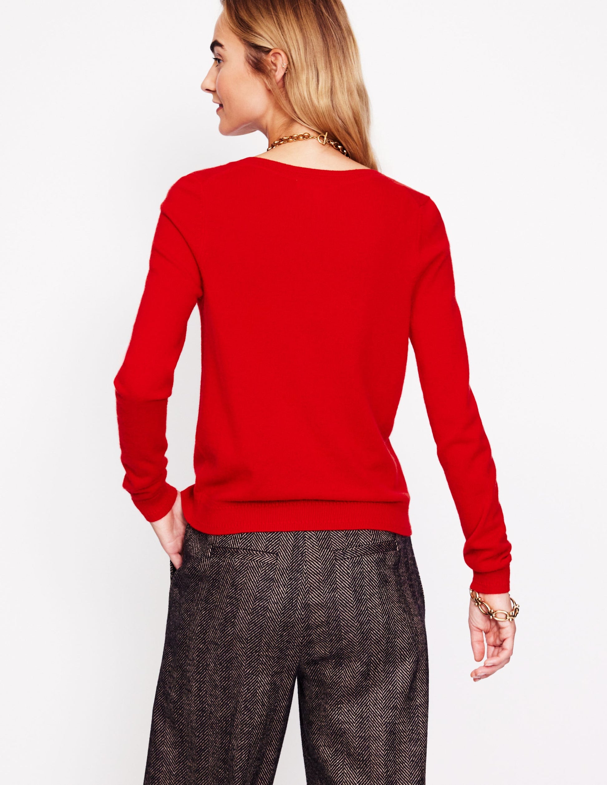 Eva Cashmere Crew Cardigan-Rouge Red-3