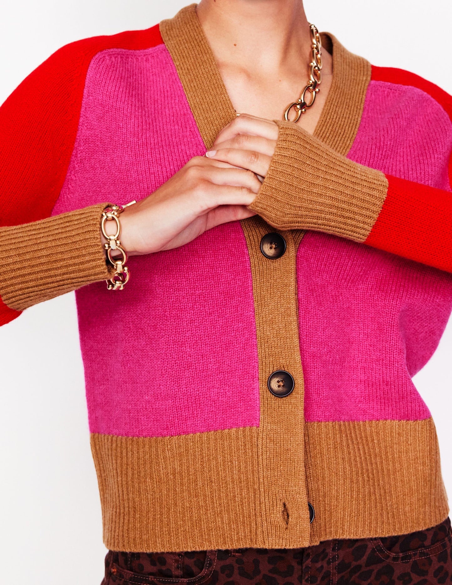 Olivia Merino Cardigan-Party Pink