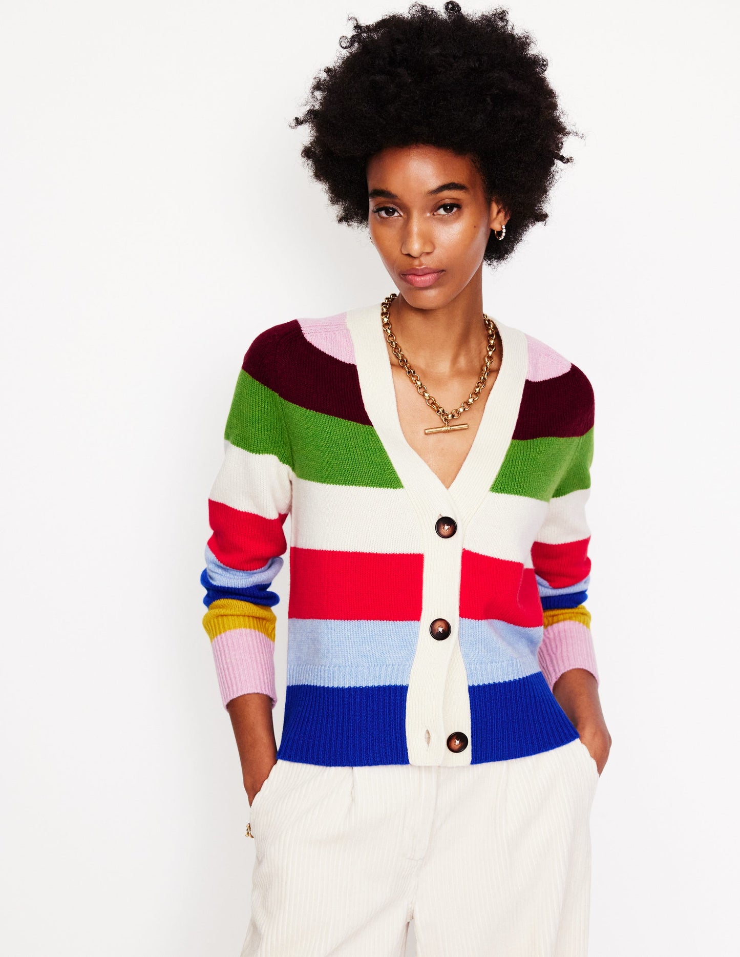 Olivia Merino Cardigan-Multi, Rainbow