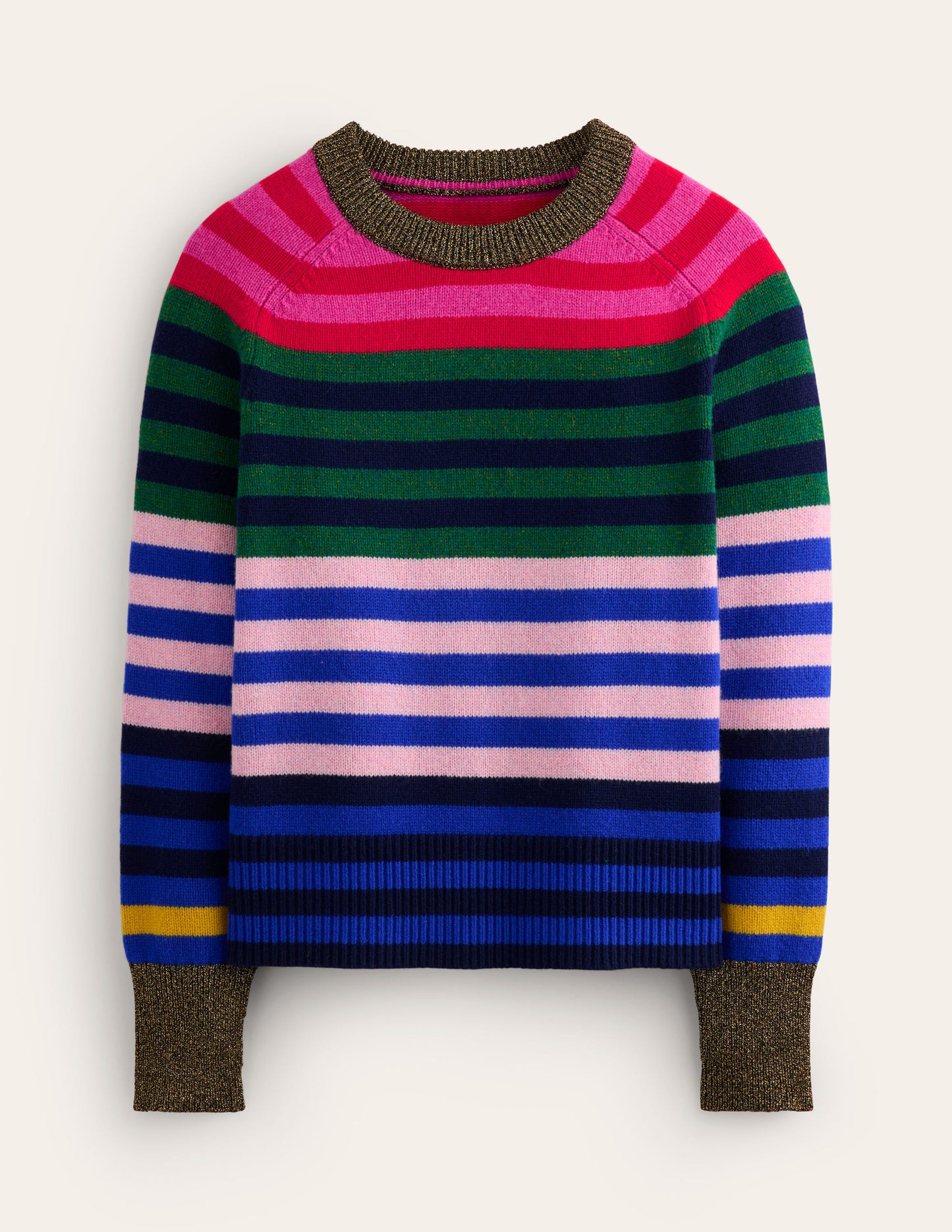 Olivia Merino Sweater-Multi, Rainbow Stripe