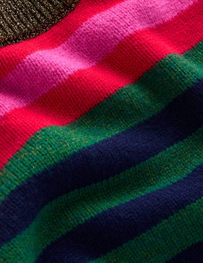 Olivia Merino Sweater-Multi, Rainbow Stripe