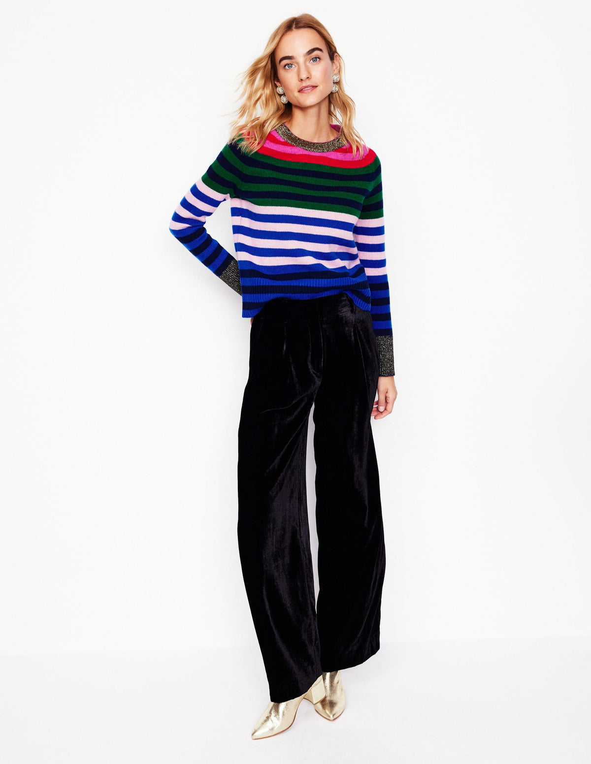 Olivia Merino Sweater-Multi, Rainbow Stripe - Image 4
