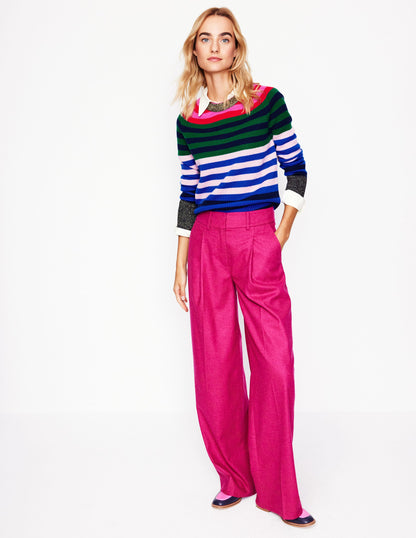 Olivia Merino Sweater-Multi, Rainbow Stripe