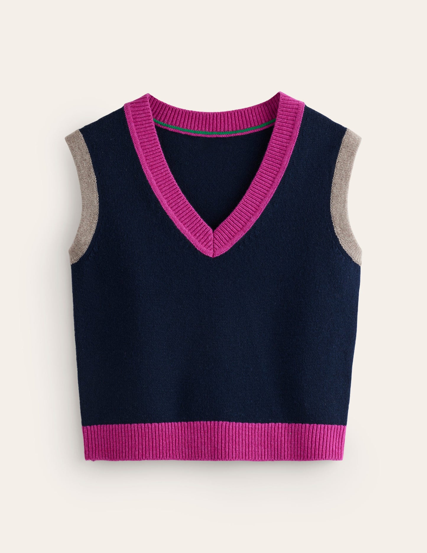 Olivia Merino Vest-Navy, Colour Block