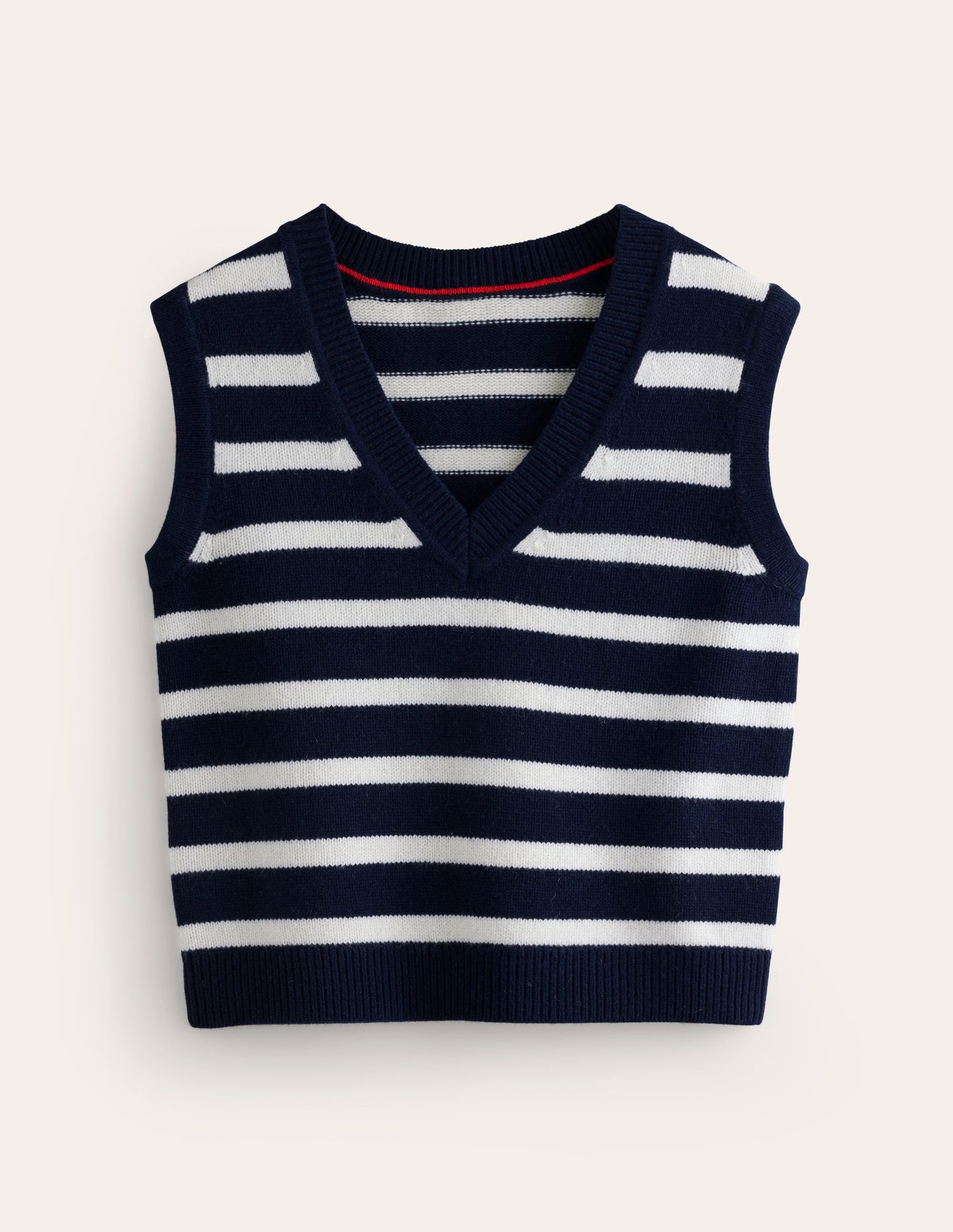 Olivia Merino Vest-Navy, Ivory