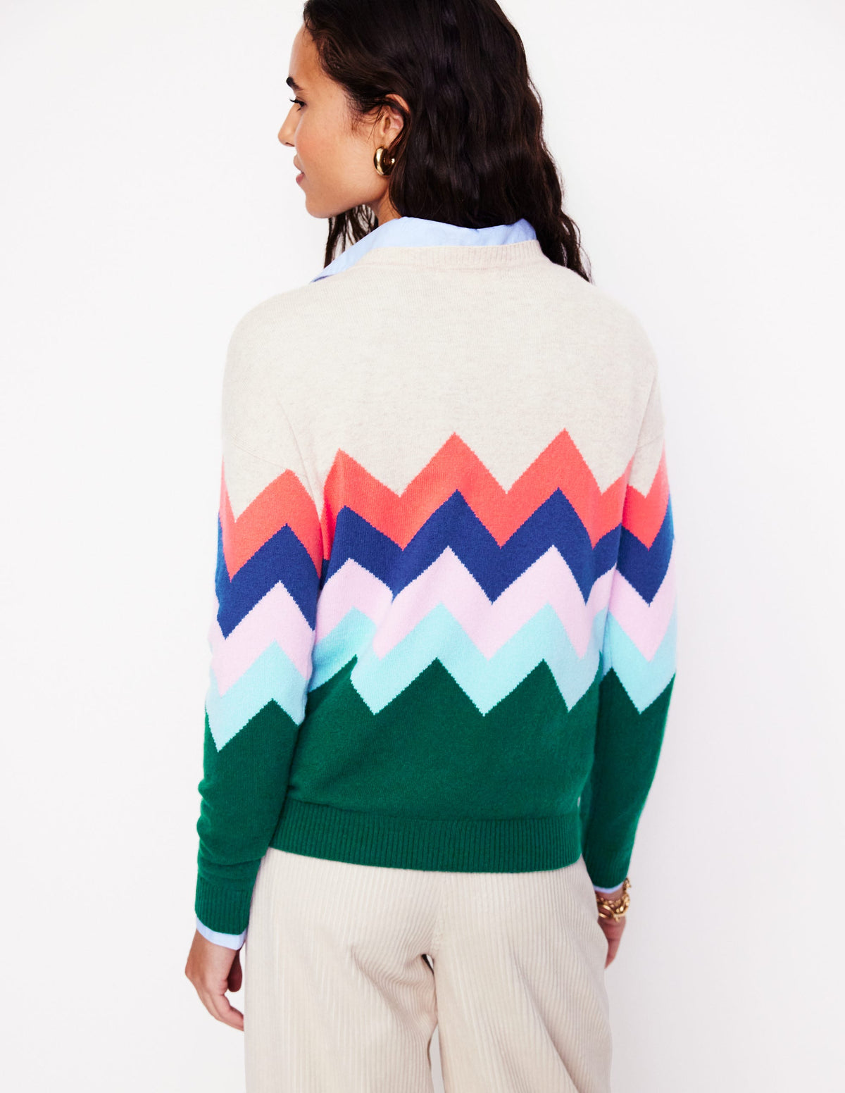 Lydia Cashmere Jumper-Multi, Zig Zag - Image 3