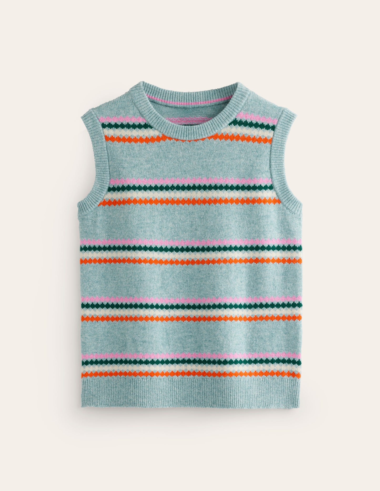 Edie Fair Isle Sweater Vest-Blue Diamond