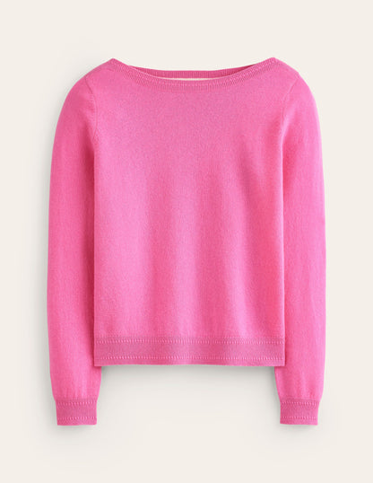 Eva Cashmere Boat Neck Sweater-Pink Tourmaline