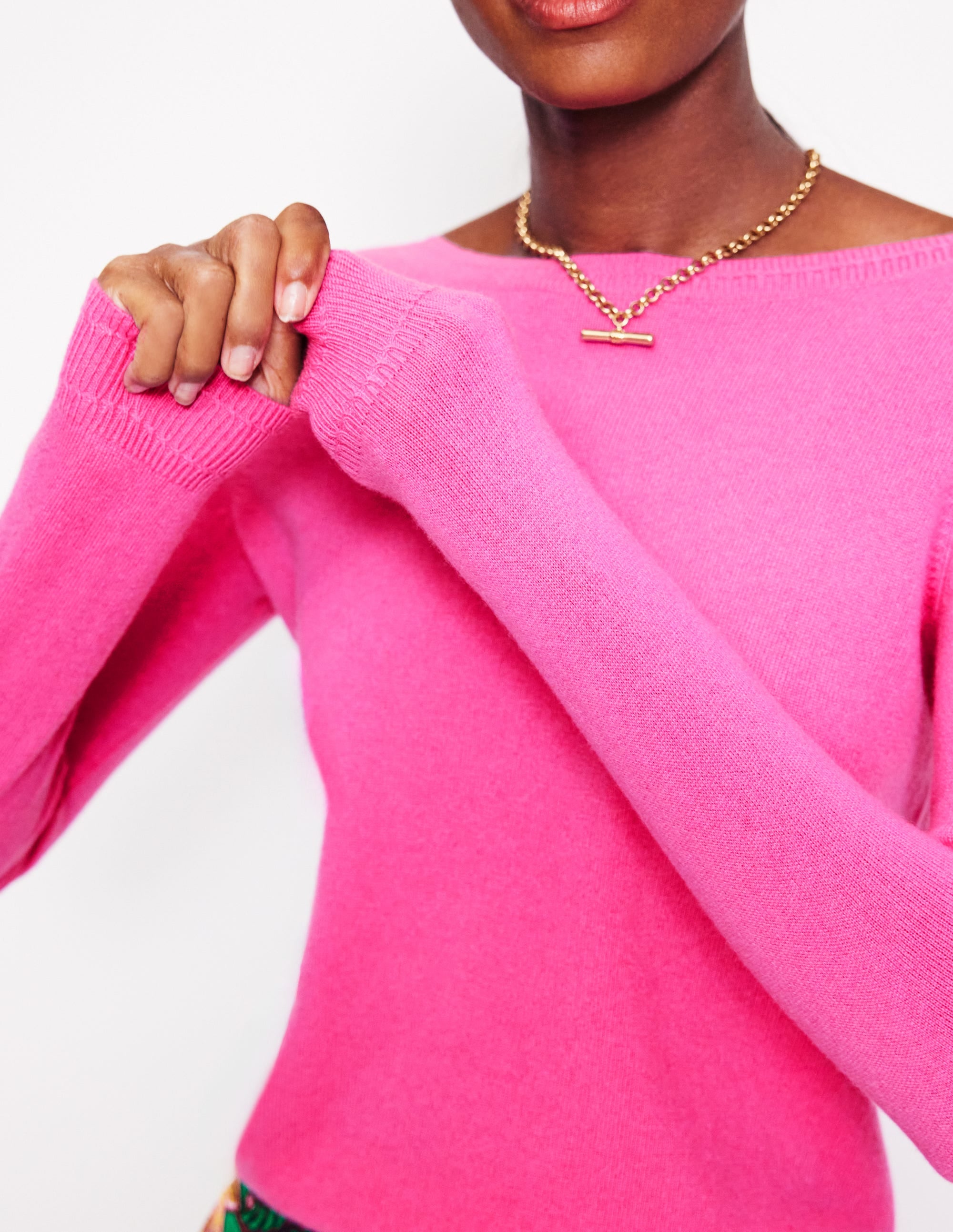 Eva Cashmere Boat Neck Sweater-Pink Tourmaline - Image 2