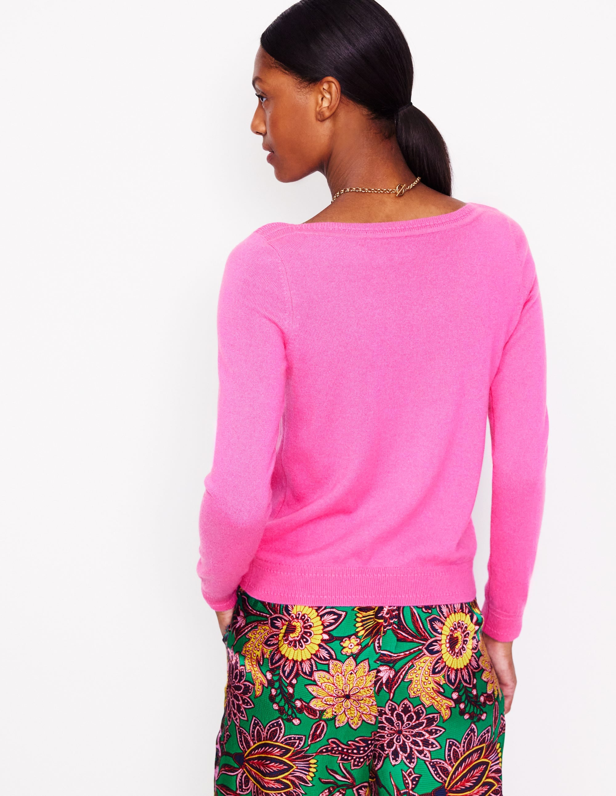 Eva Cashmere Boat Neck Sweater-Pink Tourmaline - Image 3