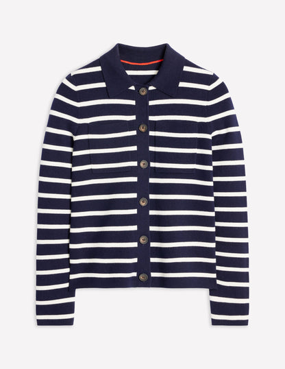 Astrid Knitted Shirt-Navy/ Warm Ivory