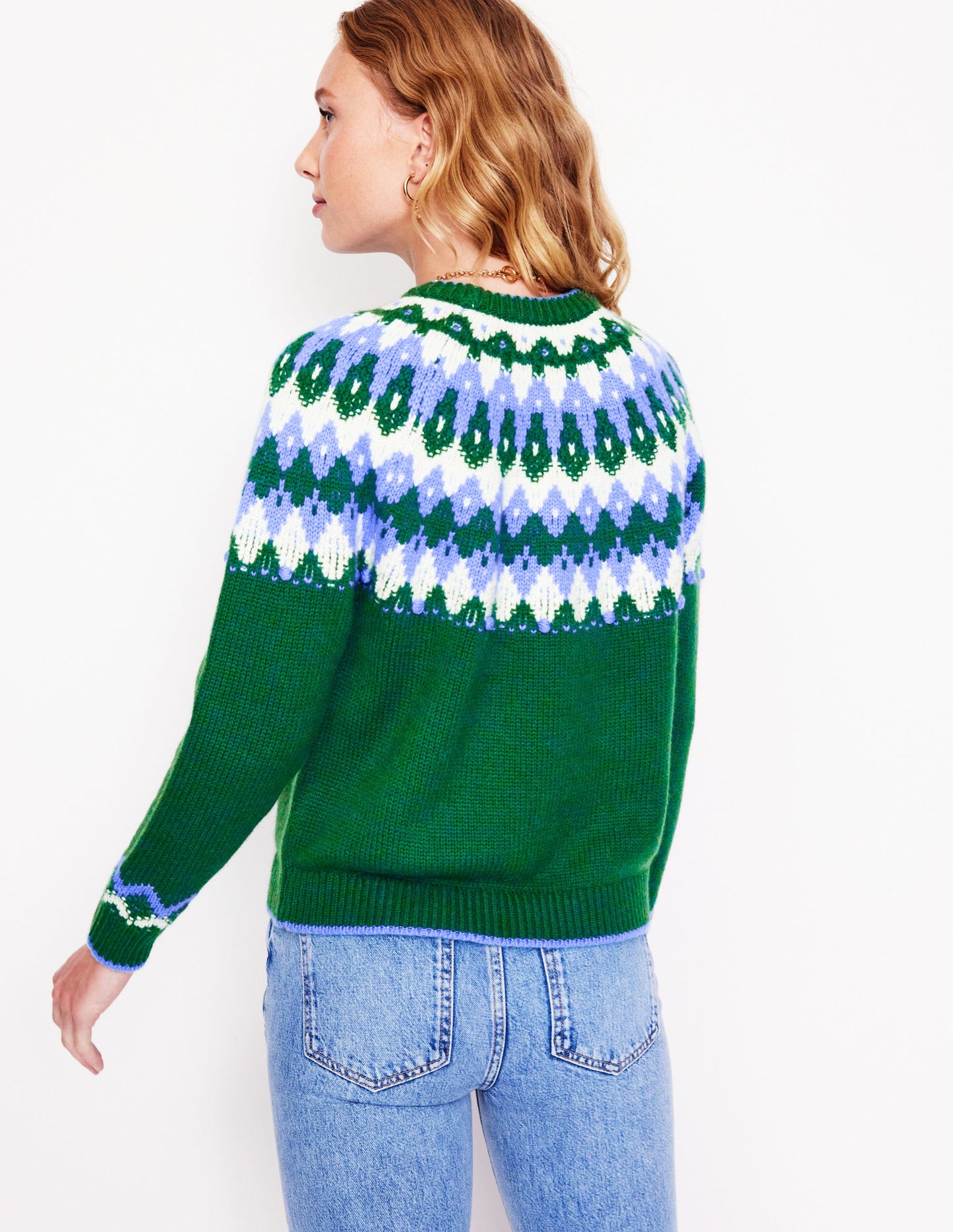 Eleanor Fair Isle Sweater-Pine Green