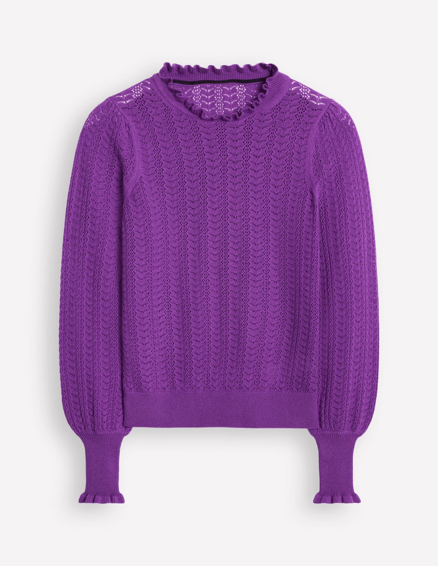 Tia Pointelle Frilled Sweater-Ameythyst Purple