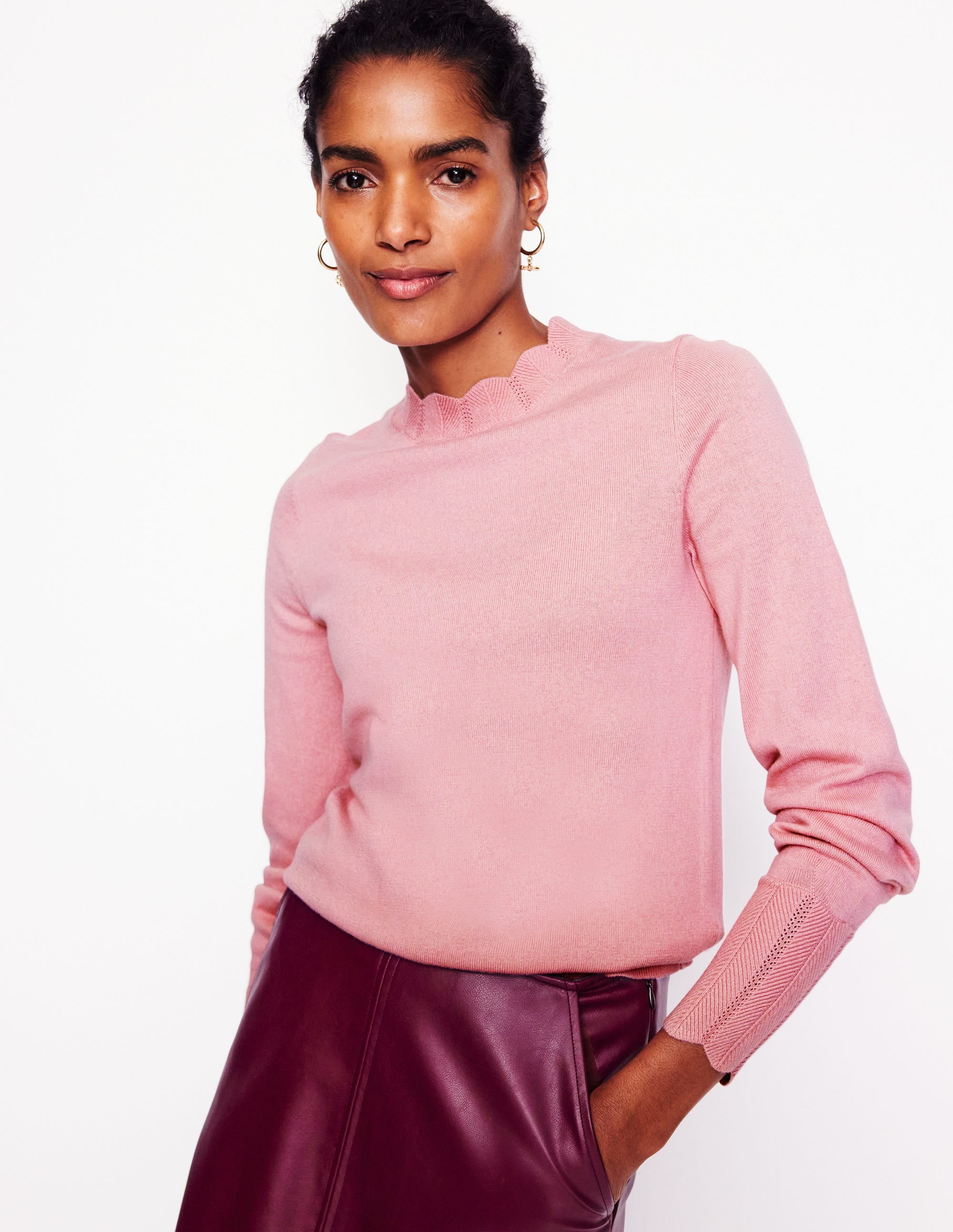 Imi Scalloped Sweater-Quartz Pink - Image 1