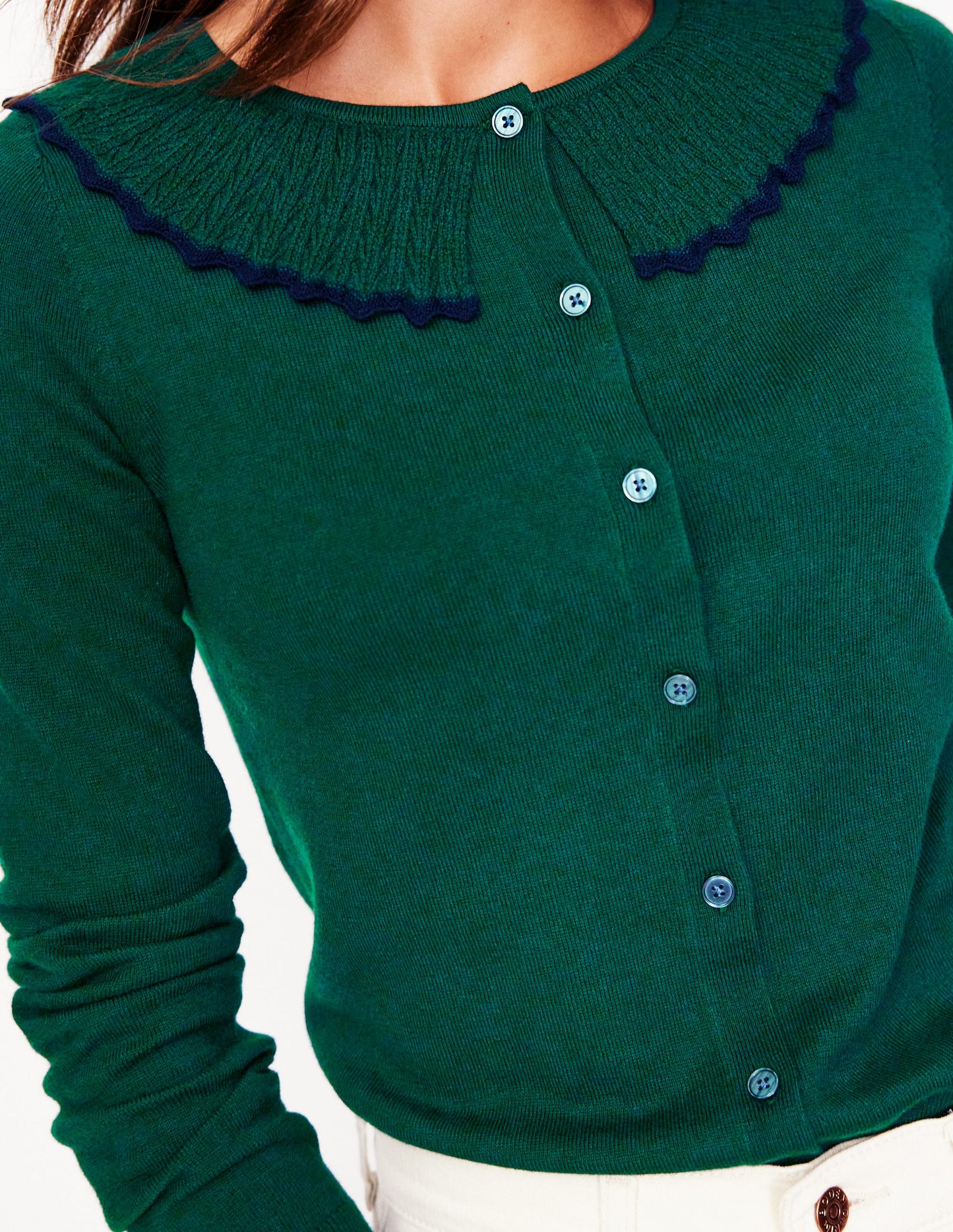 Frill Collared Cardigan-Glade Green