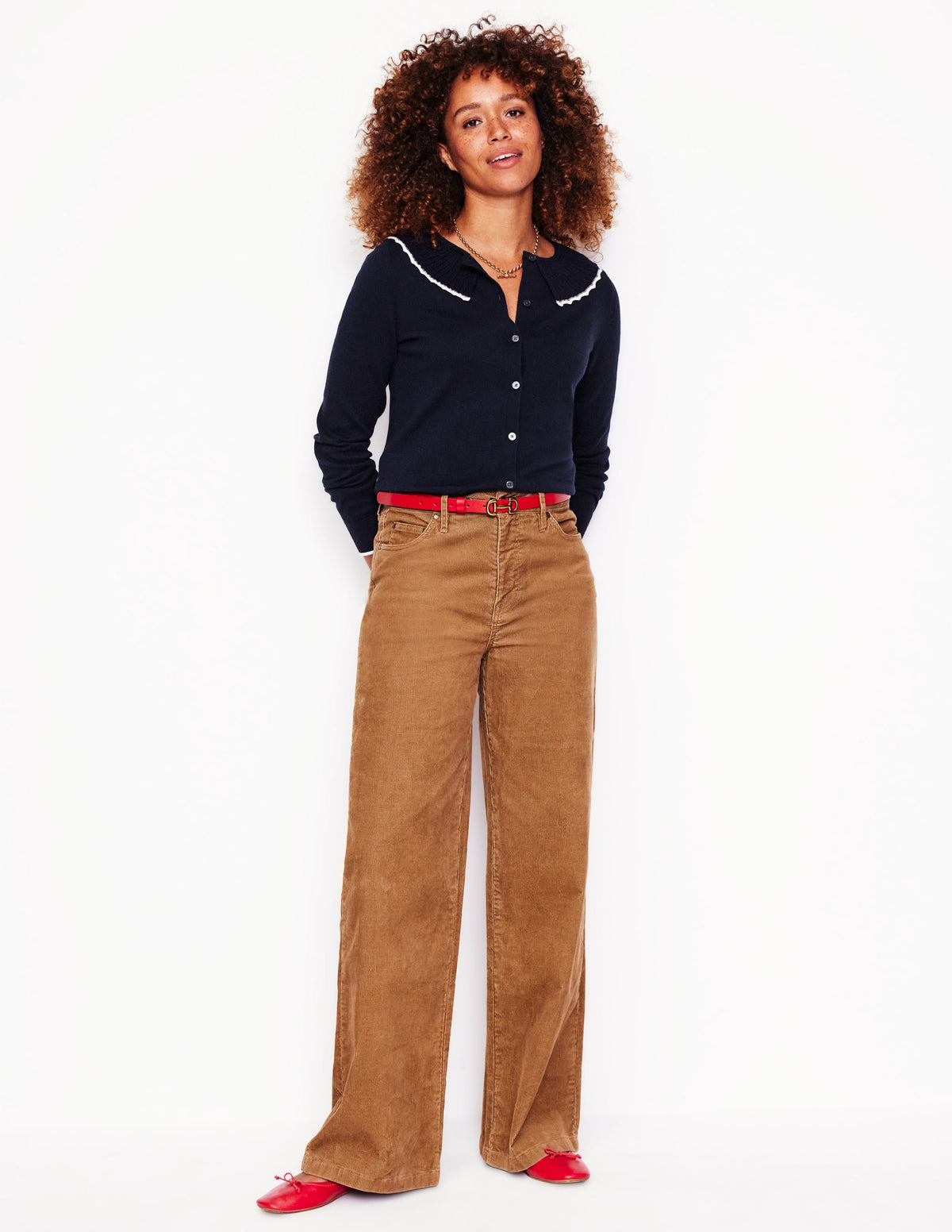 Frill Collared Cardigan-Navy - Image 4