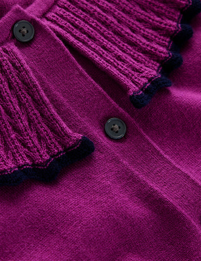 Frill Collared Cardigan-Regal Purple