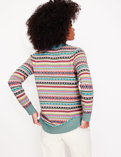 Quinn Boyfriend Cardigan-Blue, Heritage Fair Isle