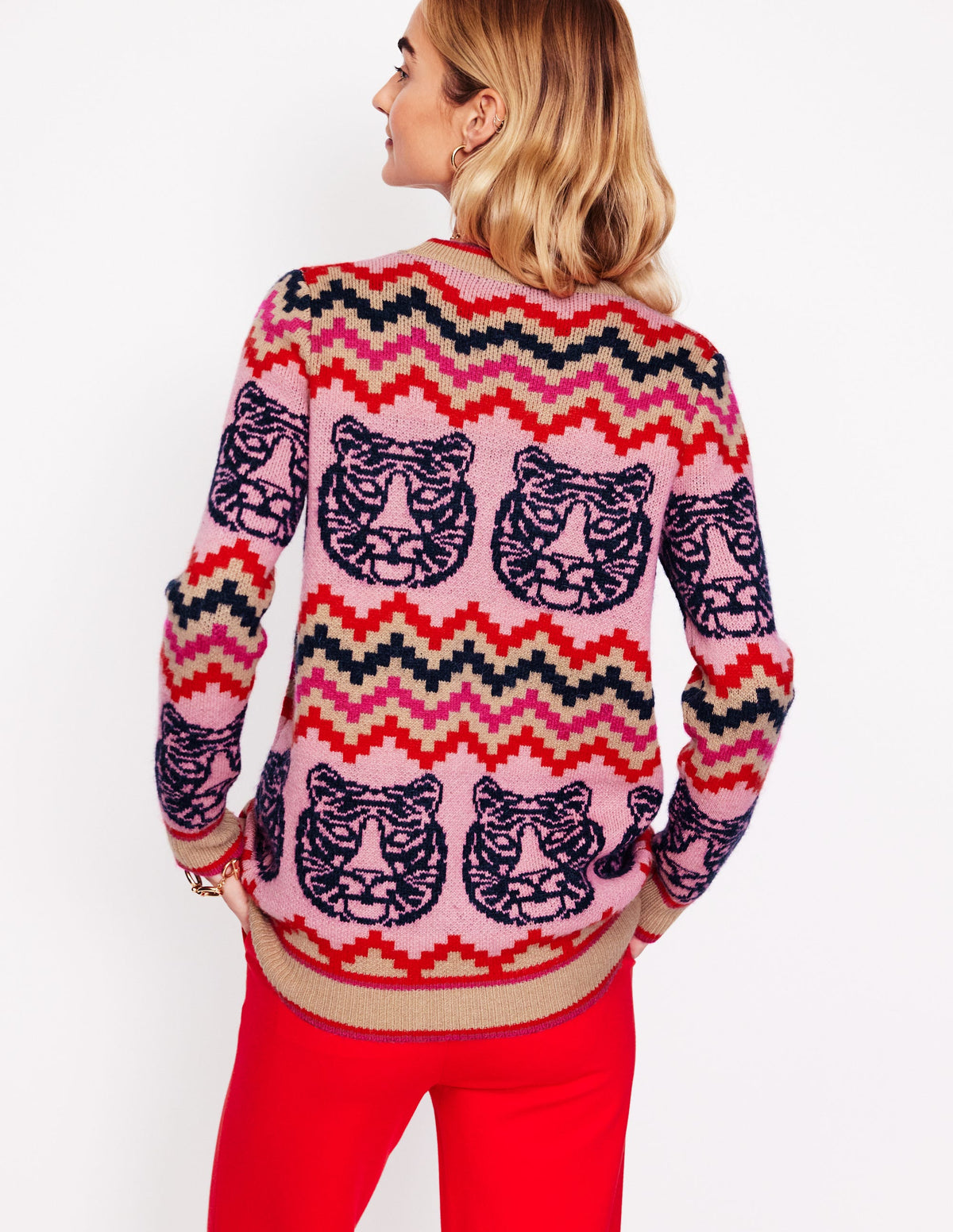 Quinn Boyfriend Cardigan-Multi, Tiger - Image 3
