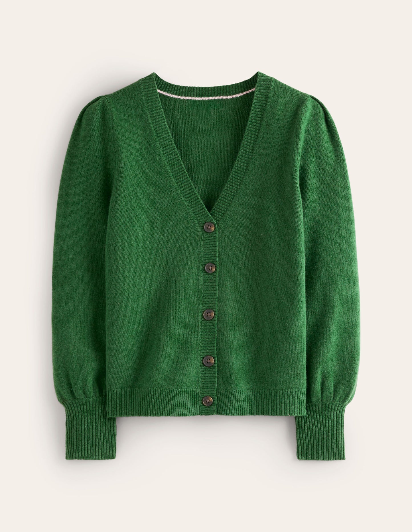 Pleated Cashmere Cardigan-Pine Green