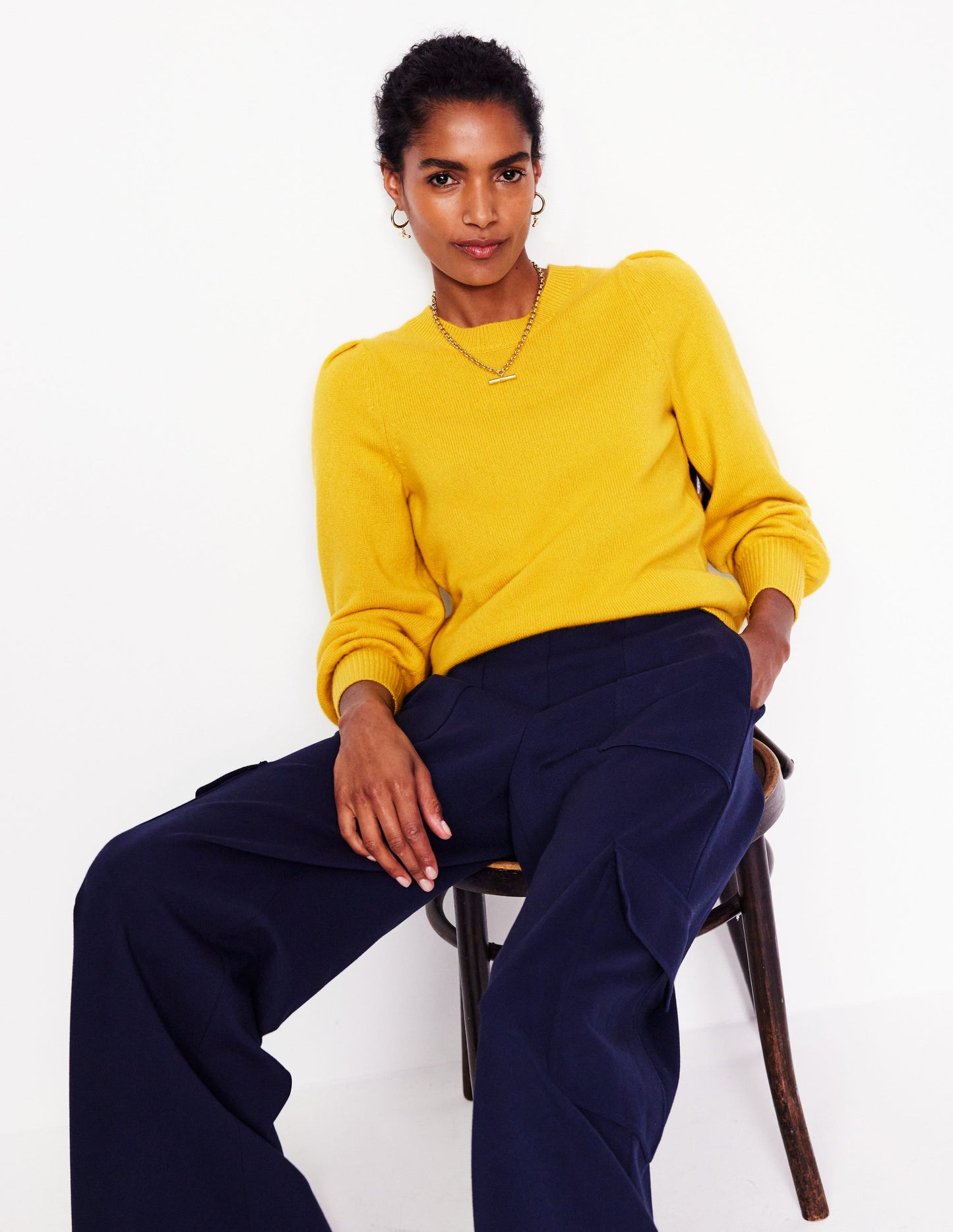 Pleated Cashmere Sweater-Ceylon Yellow