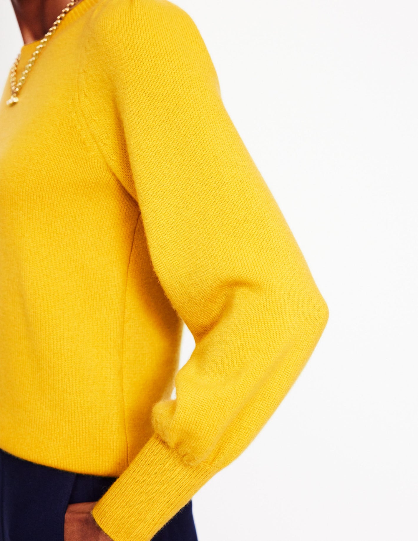 Pleated Cashmere Sweater-Ceylon Yellow