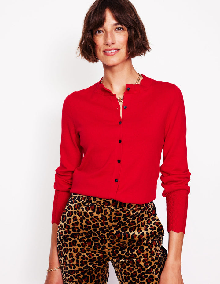 Imi Scalloped Cardigan-Rouge Red