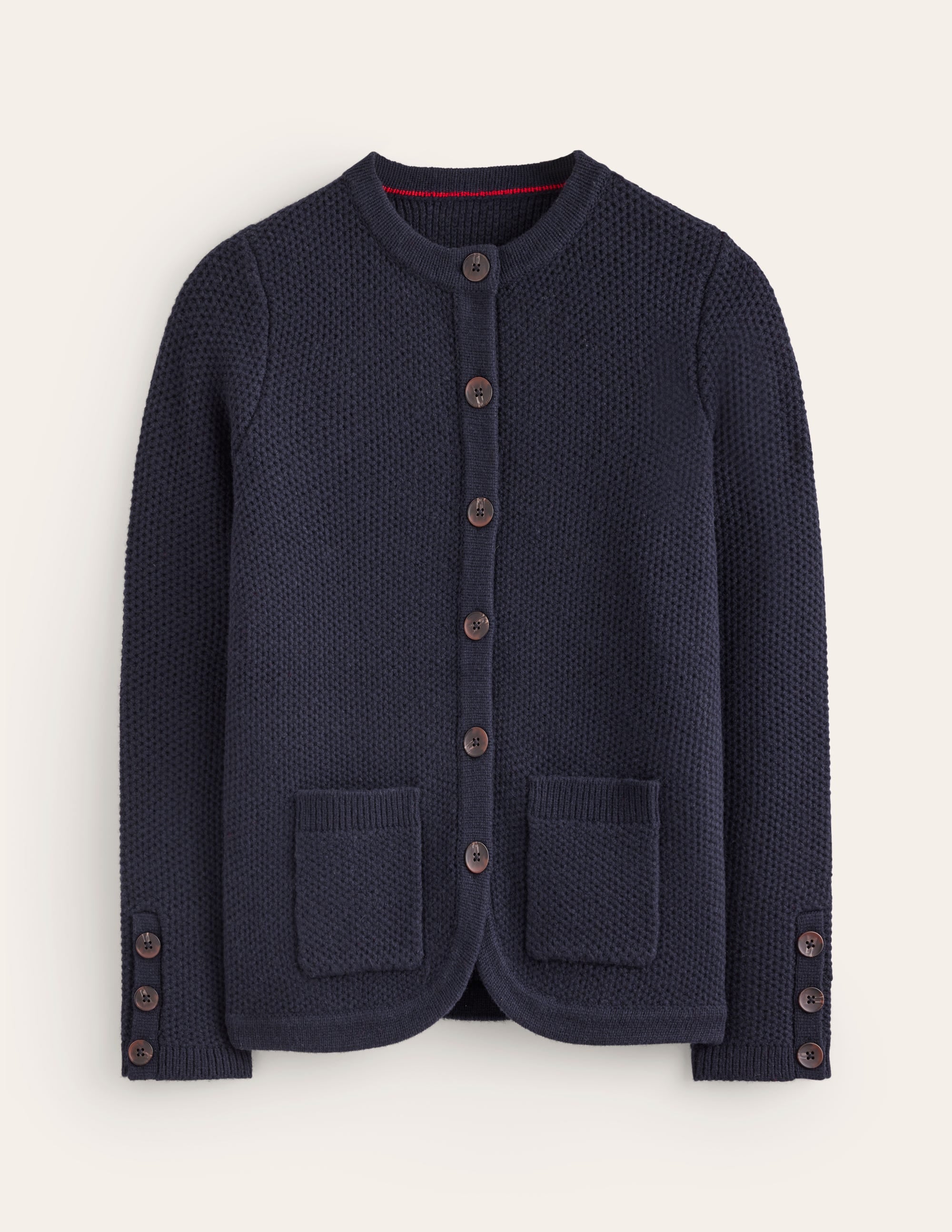Textured Stitch Cardigan-Navy - Image 5