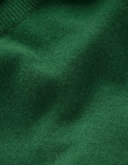 Eva Cashmere Roll Neck Sweater-Pine Green