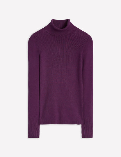 Catriona Roll Neck Jumper-Damson Purple