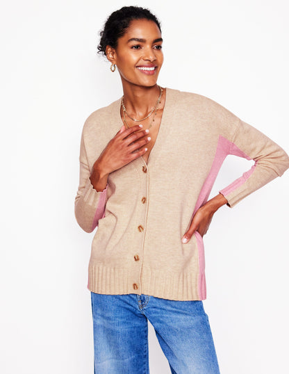 Zia Longline V-Neck Cardigan-Oatmeal Melange