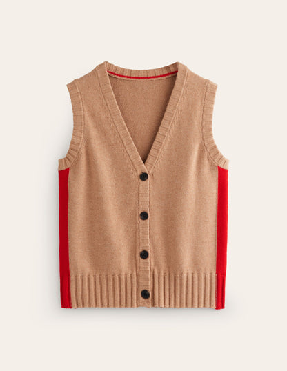 Zia Knitted Waistcoat-Camel Melange