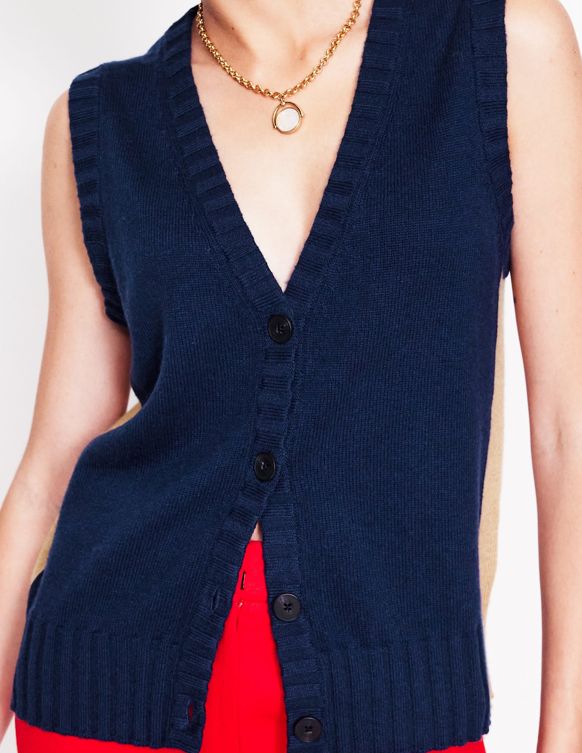 Zia Knitted Waistcoat-Navy - Image 2