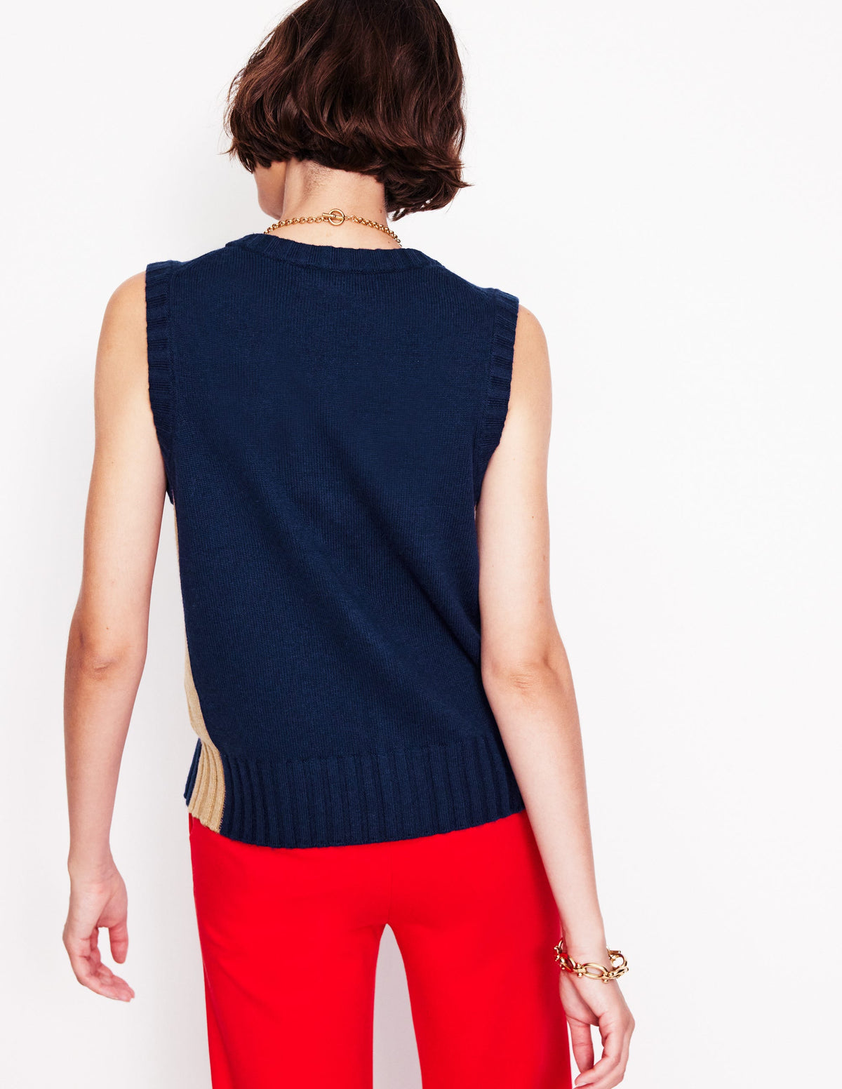 Zia Knitted Waistcoat-Navy - Image 3