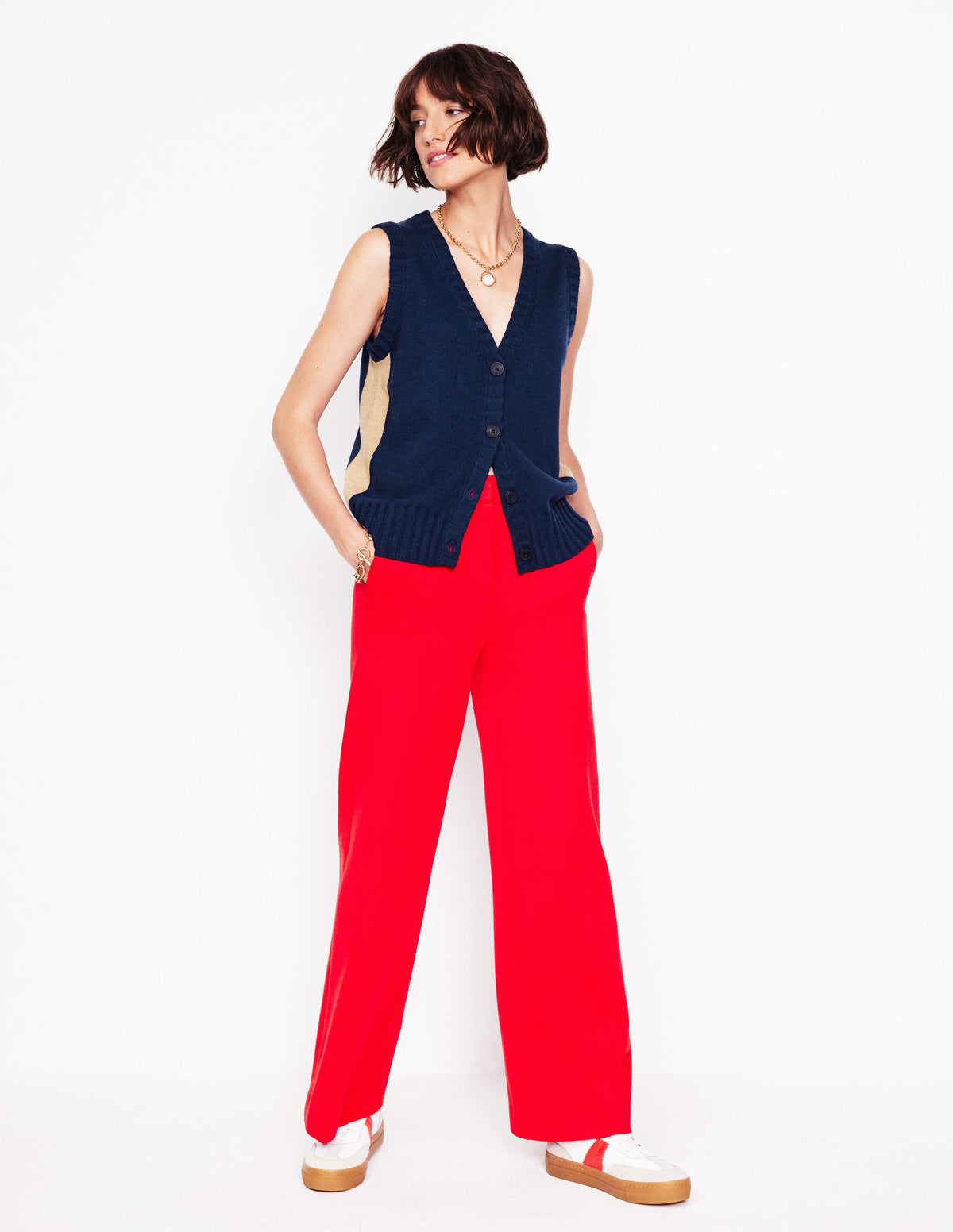 Zia Knitted Waistcoat-Navy - Image 4