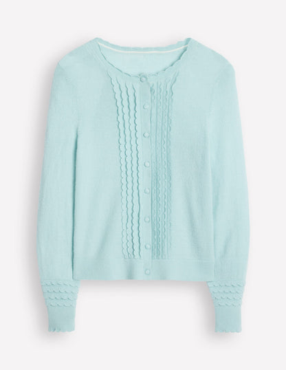 Scallop Sleeve Cardigan-Sky Blue