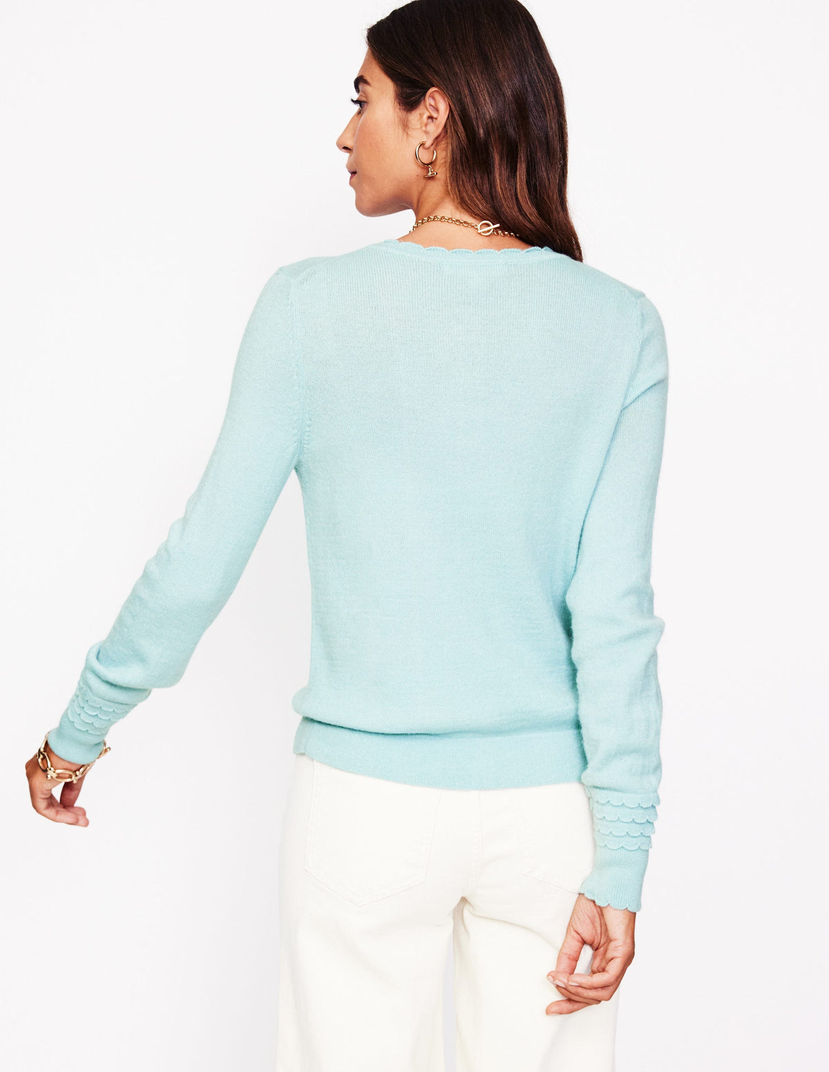 Scallop Sleeve Cardigan-Sky Blue - Image 3