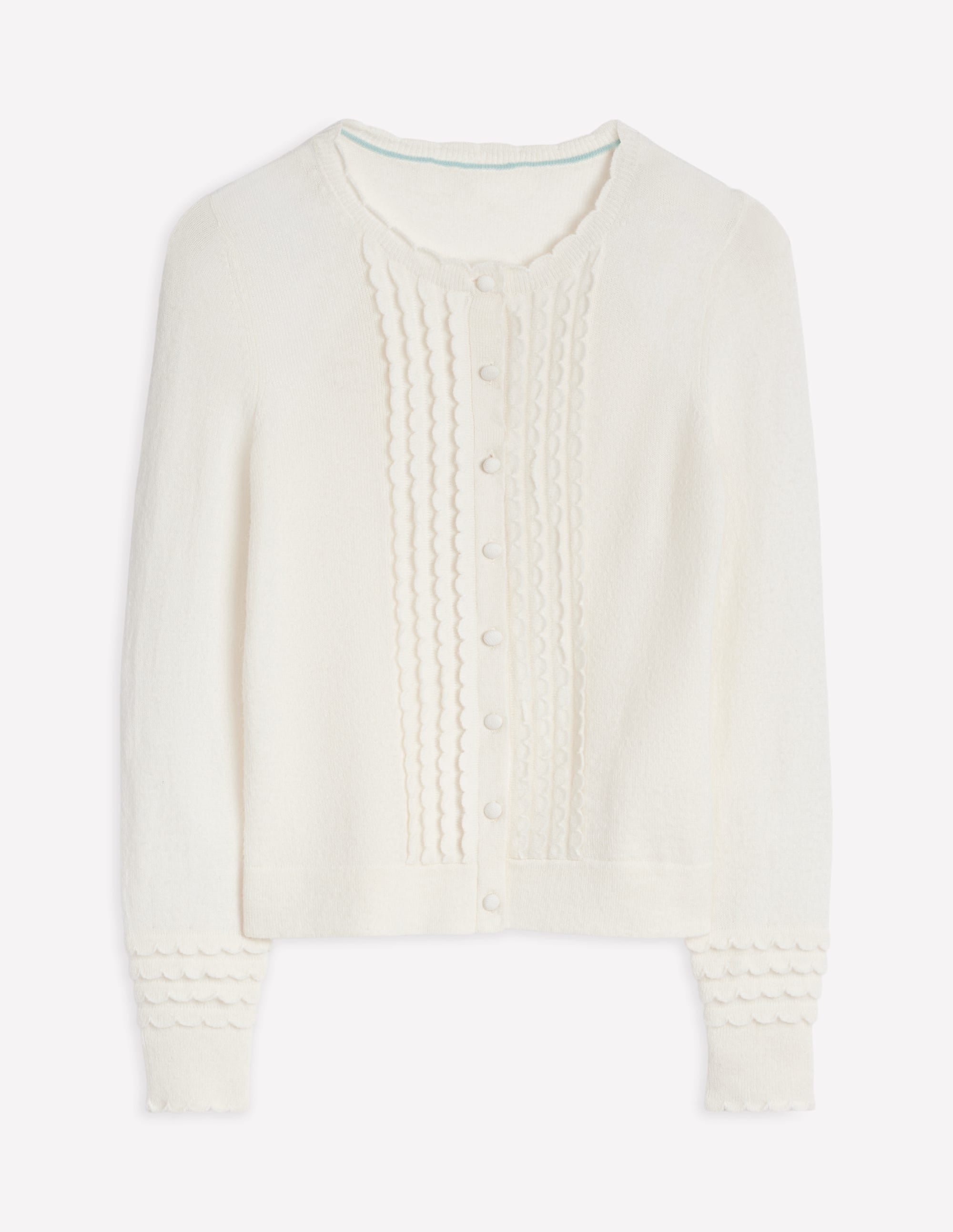 Scallop Sleeve Cardigan-Warm Ivory - Image 5