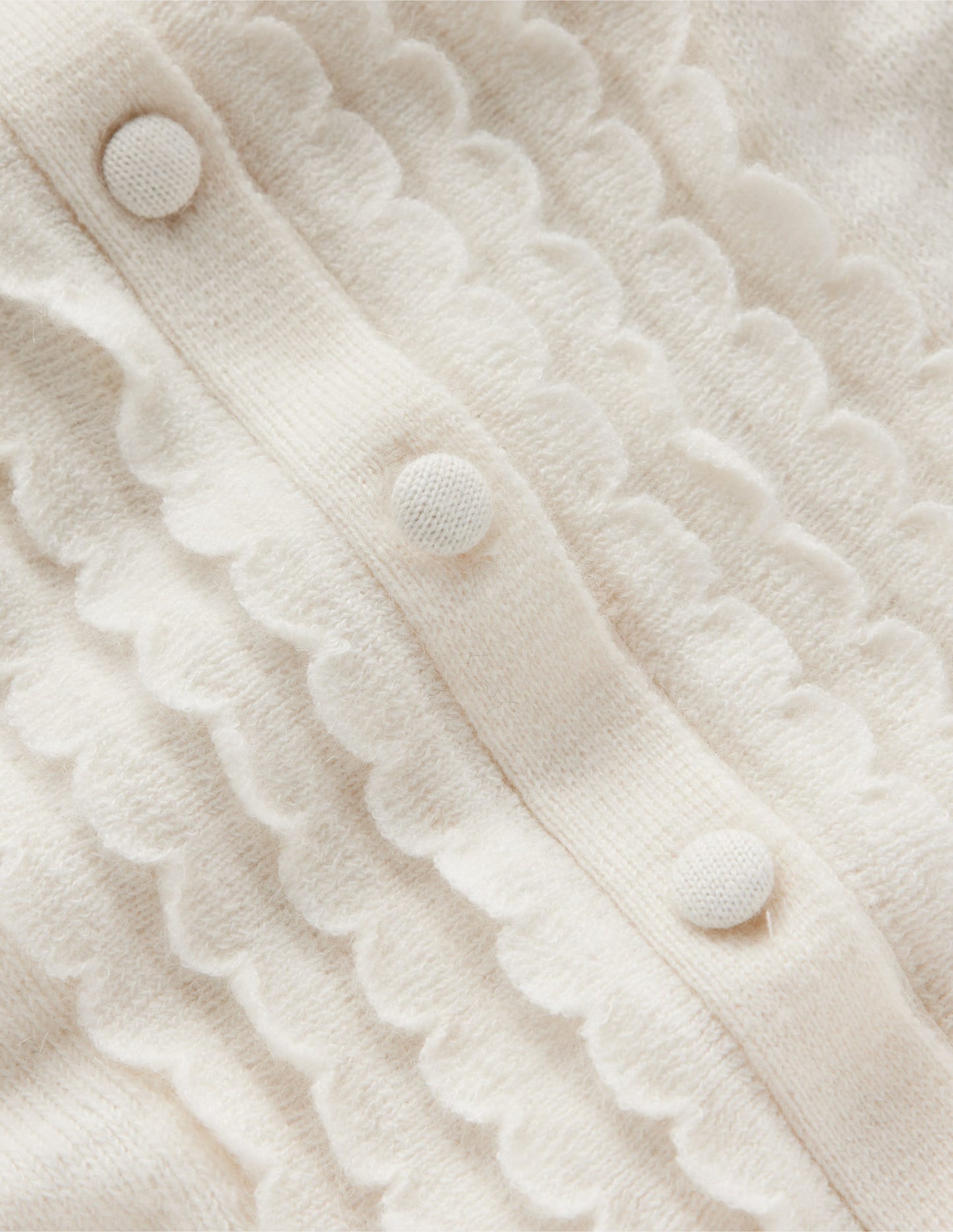 Scallop Sleeve Cardigan-Warm Ivory