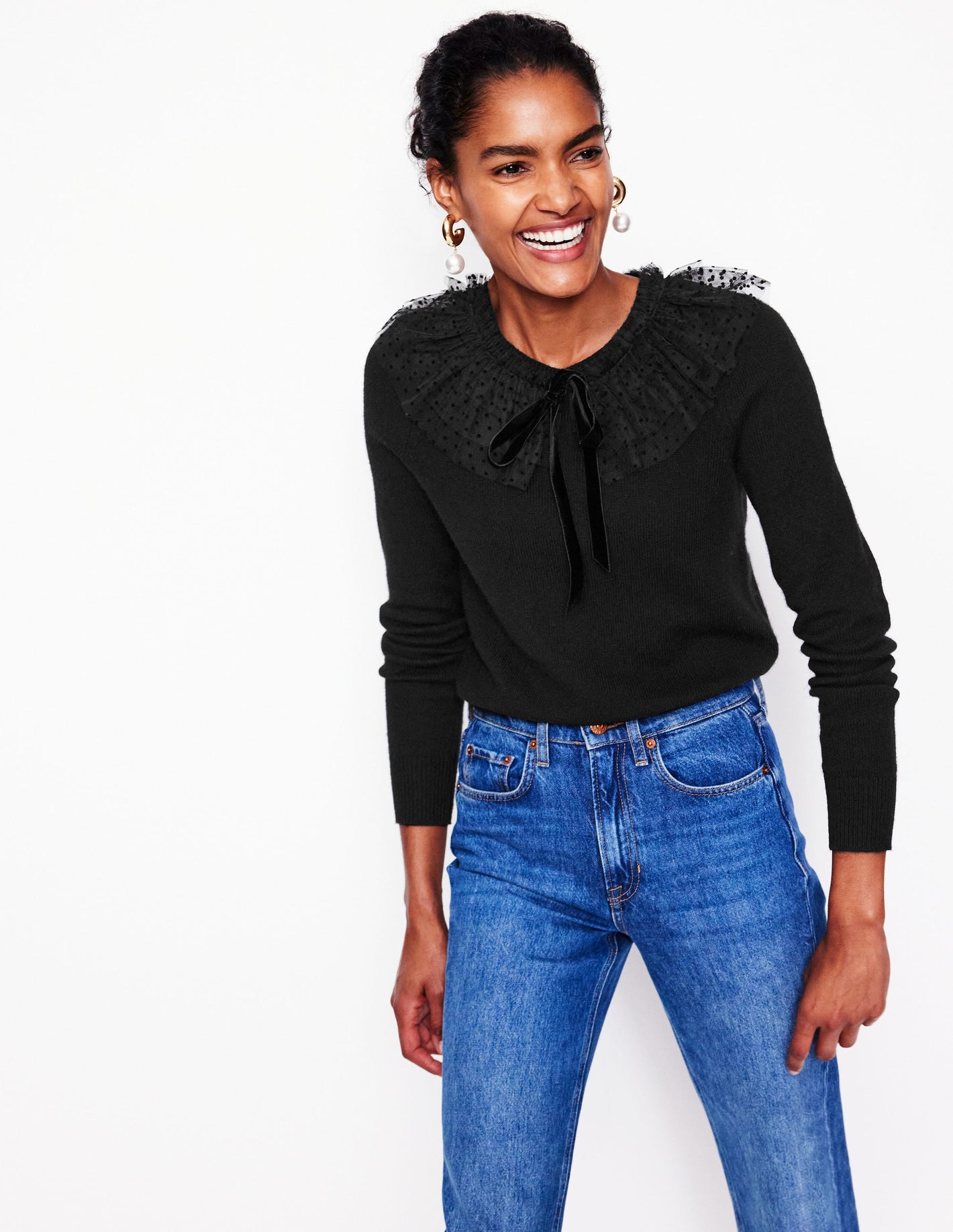 Tulle Party Sweater-Black