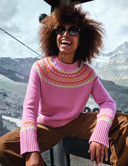 Cashmere Fair Isle Sweater-Formica Pink