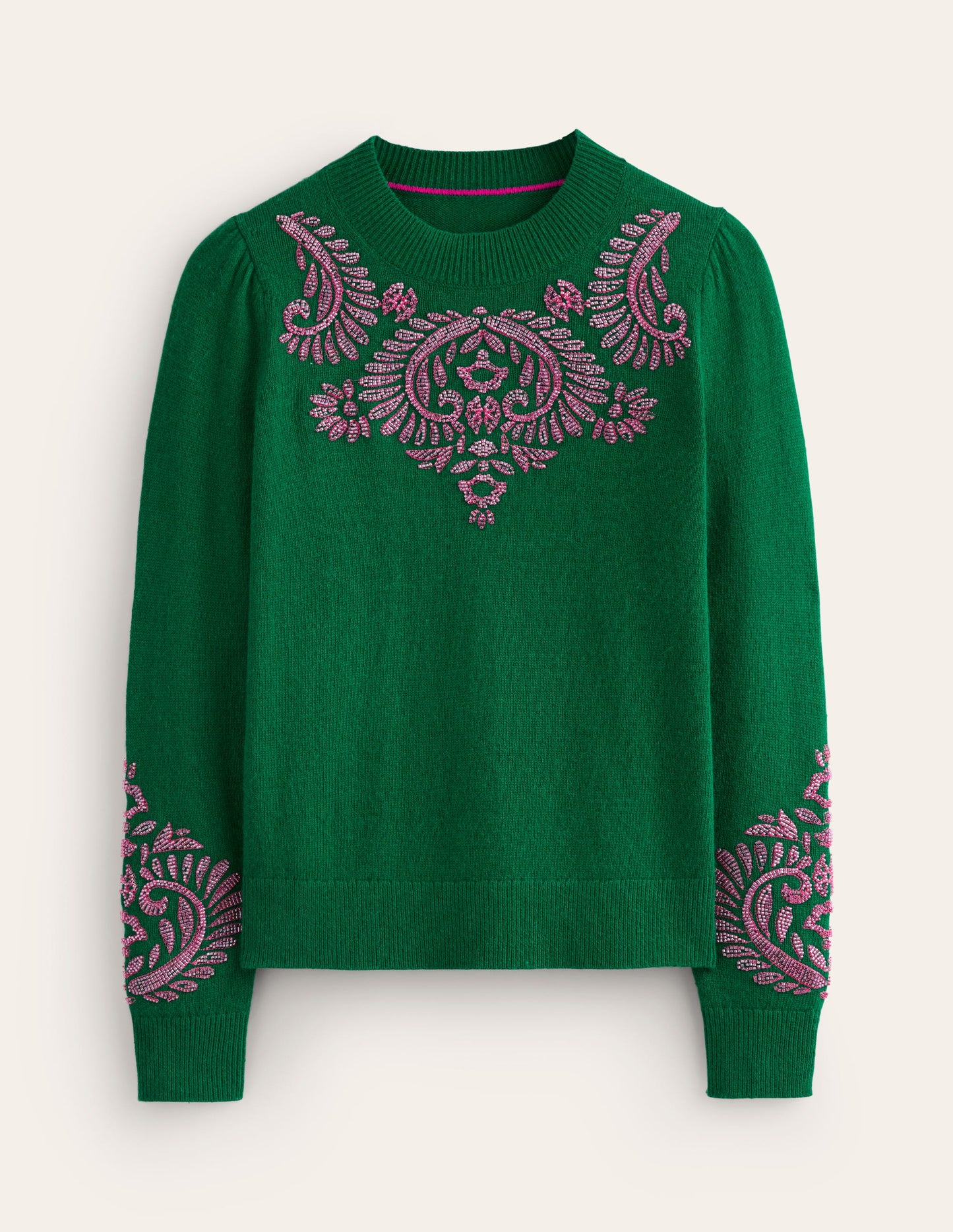 Fenella Embellished Jumper-Pine Green