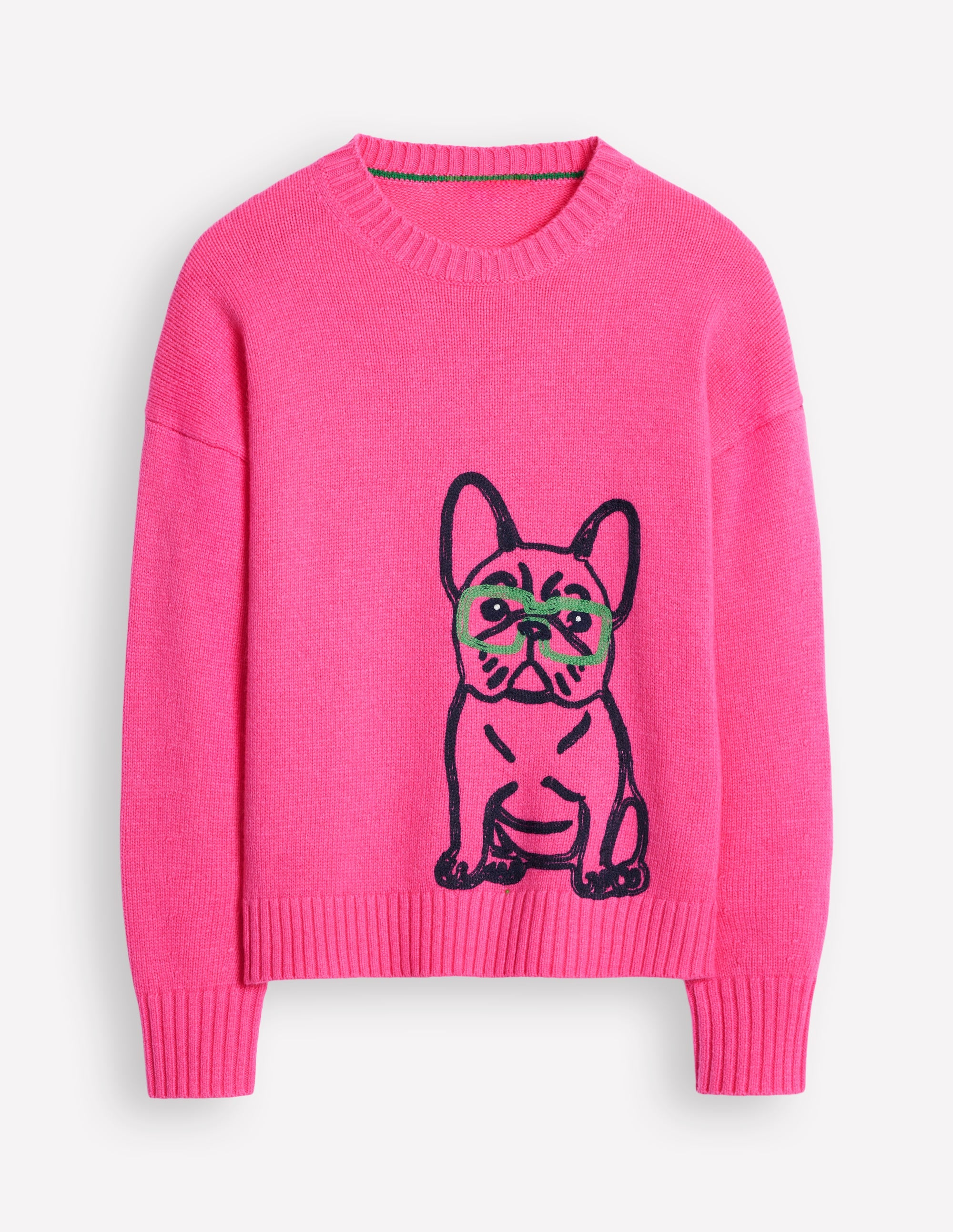 Natalie Embroidered Sweater-Party Pink, Bulldog - Image 5