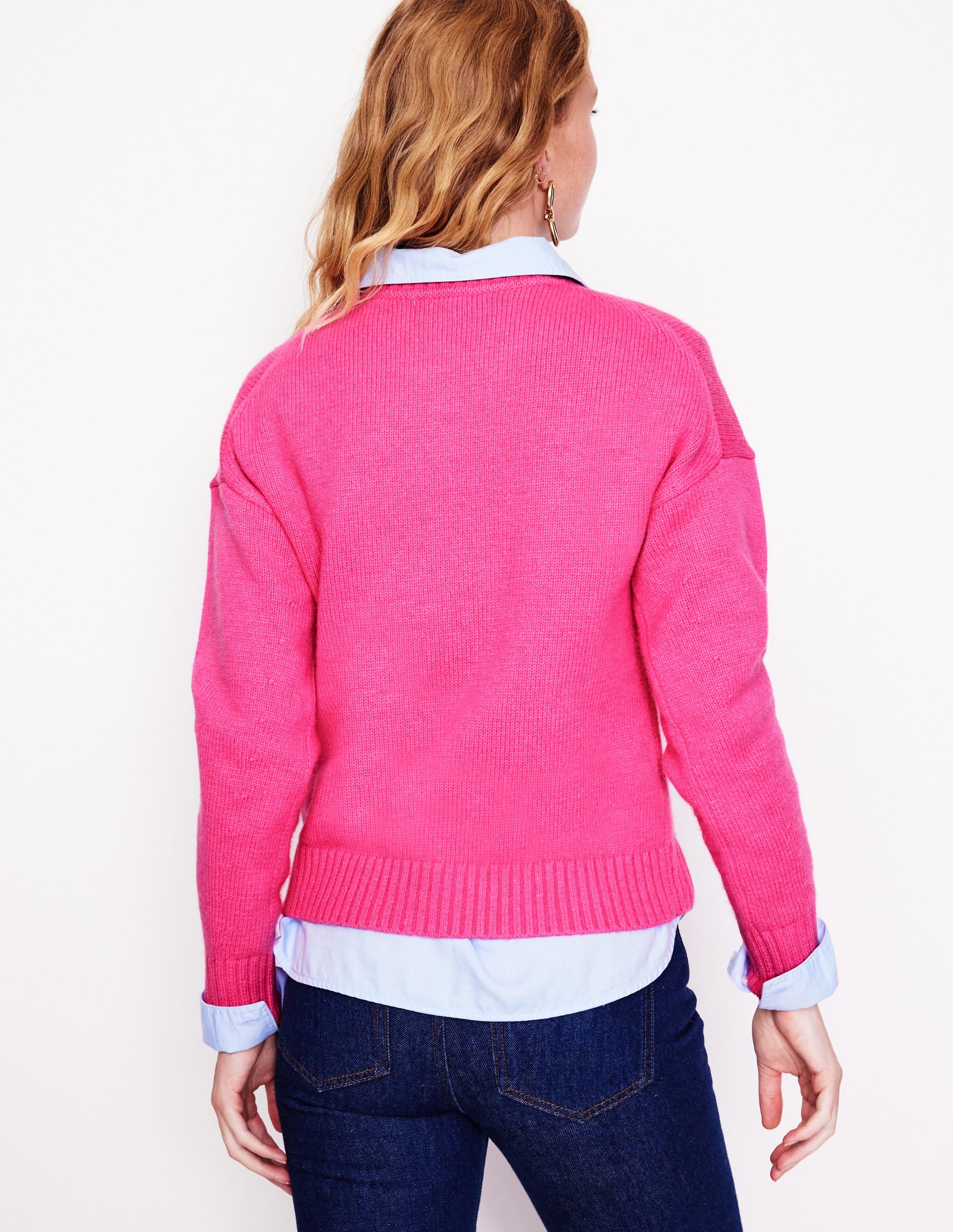 Natalie Embroidered Sweater-Party Pink, Bulldog - Image 3