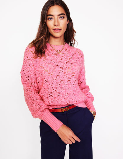 Chunky Pointelle Sweater-Old Rose Pink